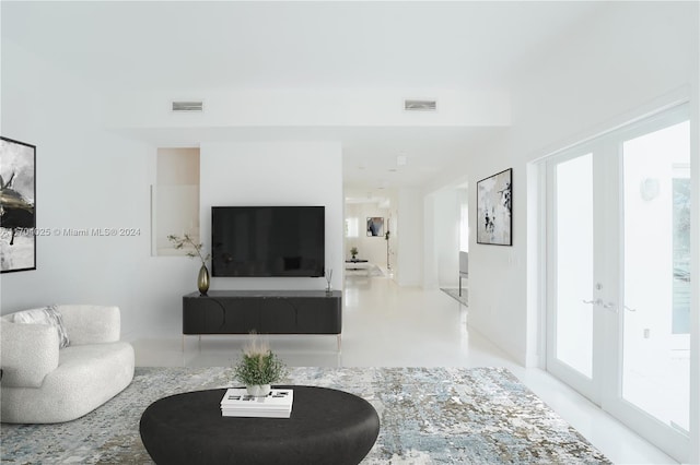 living room with french doors