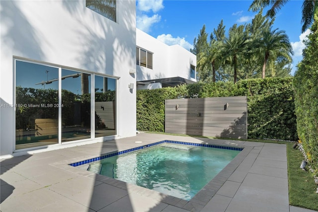 view of pool featuring a patio area