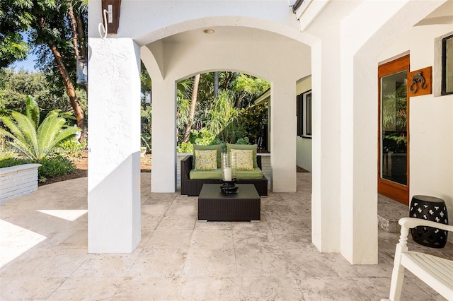 view of patio featuring an outdoor living space