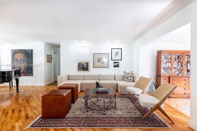 living room with light wood-type flooring