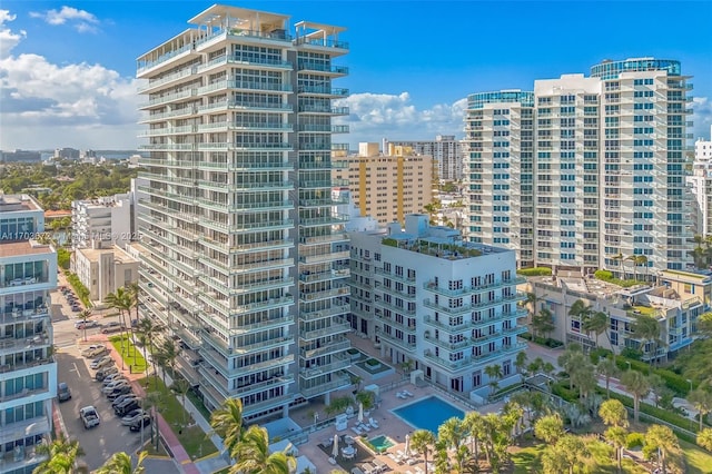 view of building exterior with a view of city