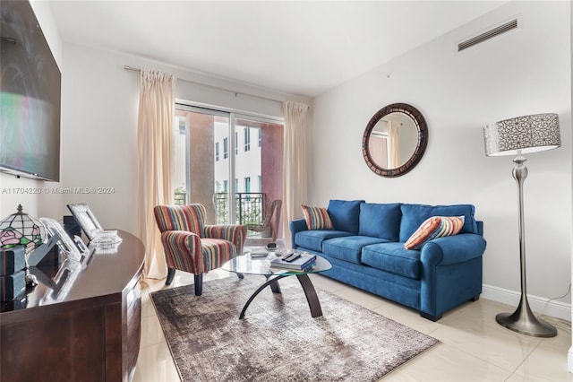 view of tiled living room