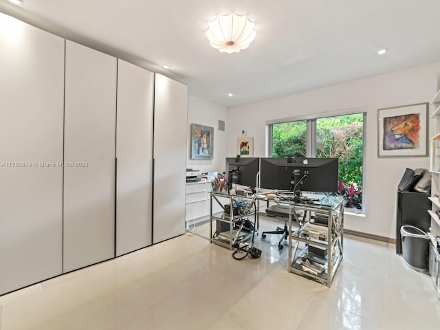 office space featuring light tile patterned floors