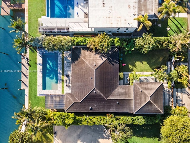 9301 N Bayshore Dr, Miami Shores, FL 33138 - bird's eye view of a pool
