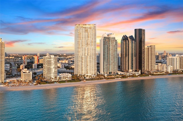 view of city with a water view