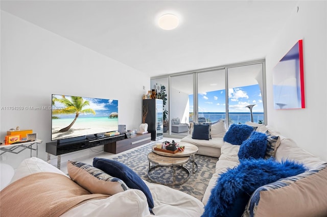 living room featuring floor to ceiling windows