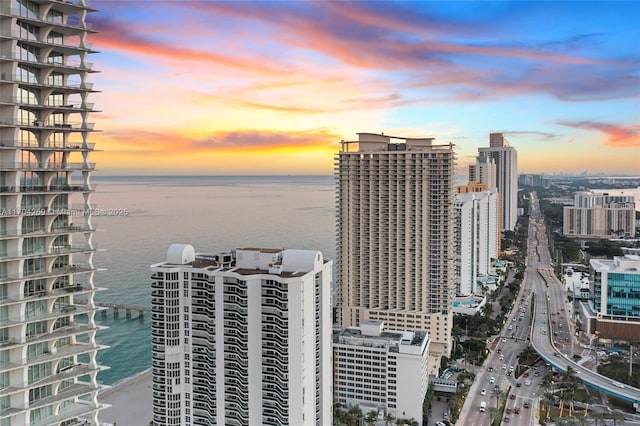property's view of city with a water view