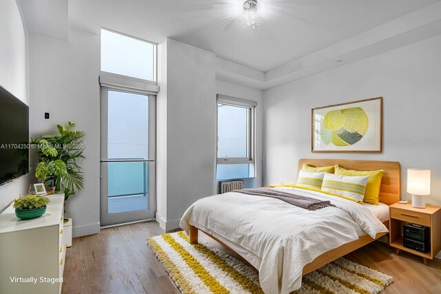 bedroom with light hardwood / wood-style flooring