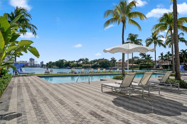 view of pool featuring a patio