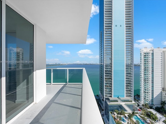 balcony with a water view