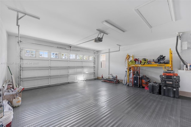 garage with a garage door opener