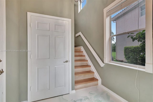 stairs with plenty of natural light