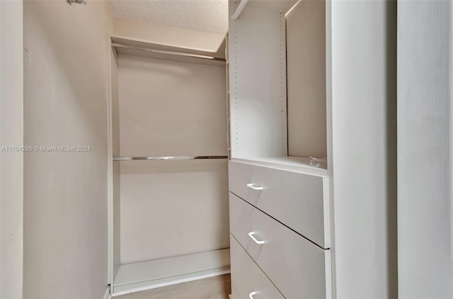 walk in closet with hardwood / wood-style floors