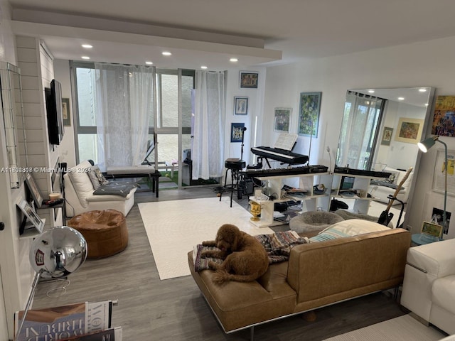 living room with wood-type flooring