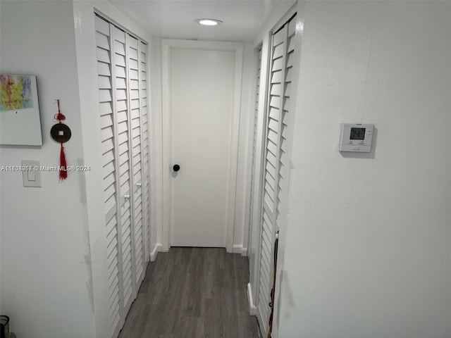 hall featuring dark hardwood / wood-style flooring