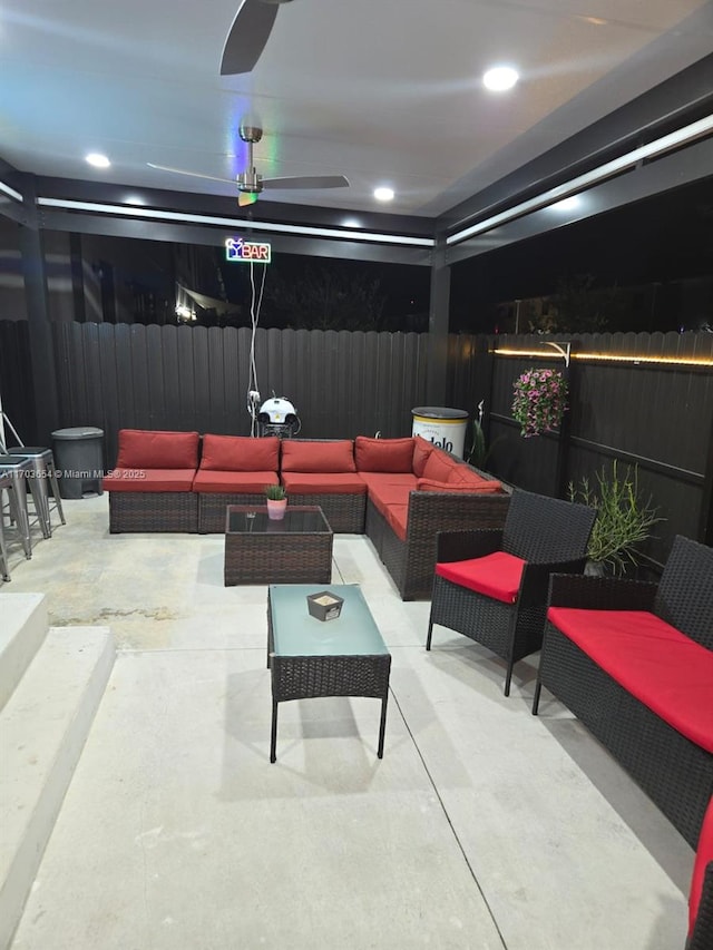 view of patio / terrace with outdoor lounge area and ceiling fan