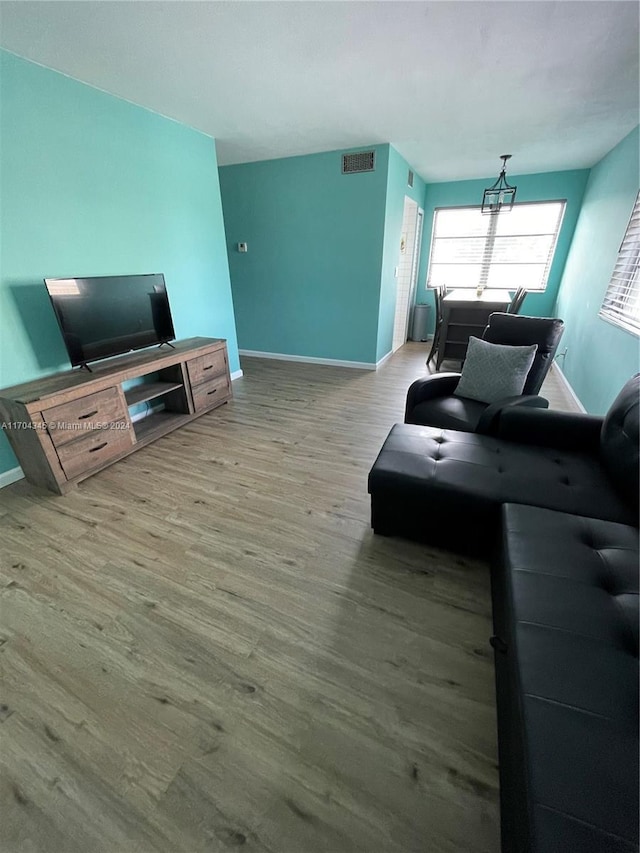 living room featuring hardwood / wood-style flooring