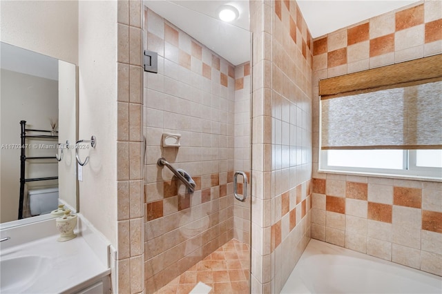 bathroom with separate shower and tub and sink