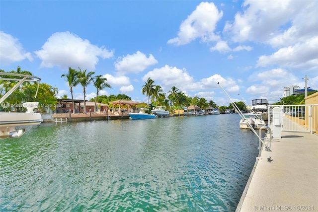 property view of water with a boat dock