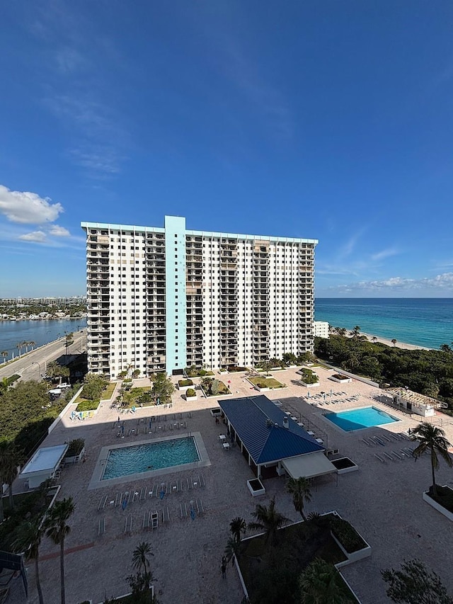 view of property with a water view