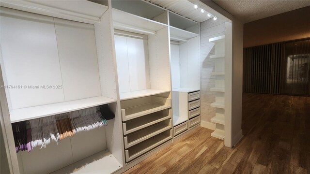 walk in closet featuring hardwood / wood-style flooring