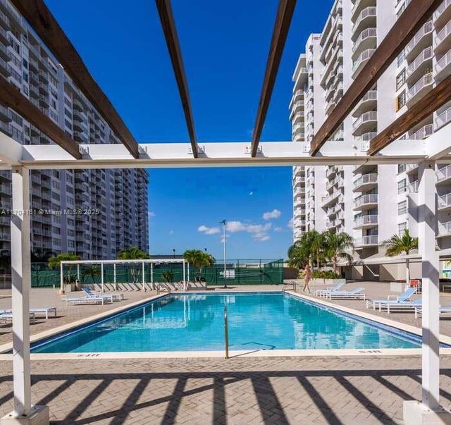 view of pool featuring a patio area