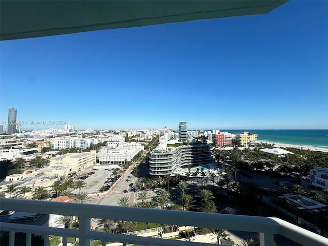 exterior space featuring a beach view