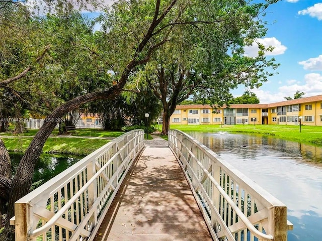 view of community featuring a water view