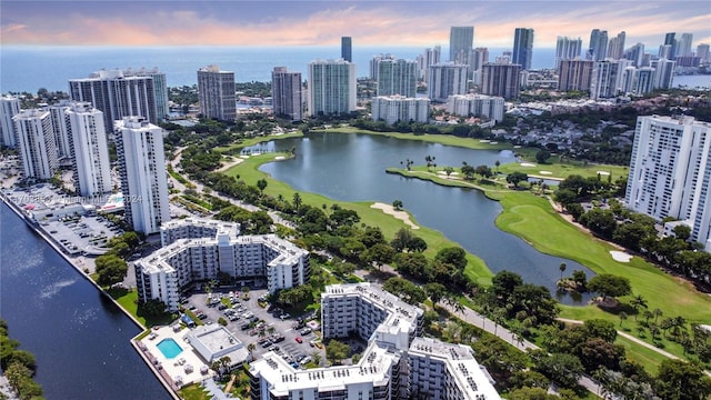 3475 N Country Club Dr Unit 503, Aventura, FL 33180 - aerial view at dusk of a water view, golf course view, and a skyline view