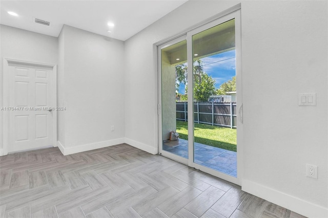 entryway featuring light parquet flooring