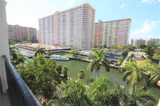 view of property with a water view