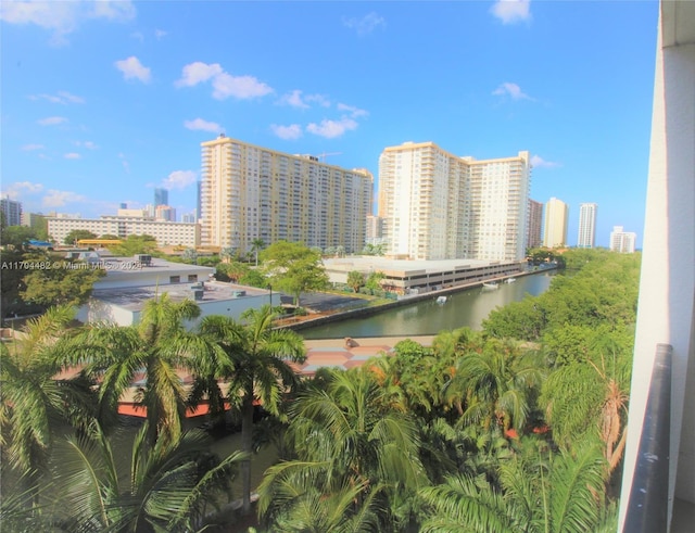 view of building exterior featuring a water view