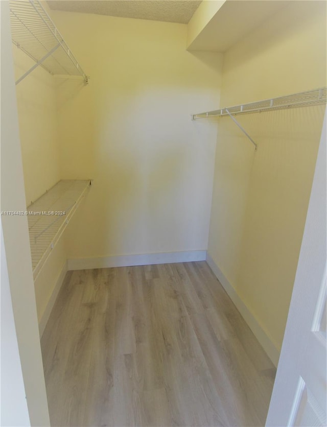 walk in closet with hardwood / wood-style floors