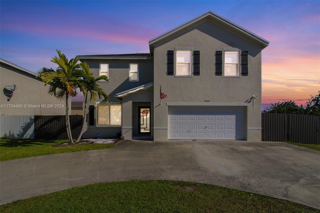 view of front of house with a garage