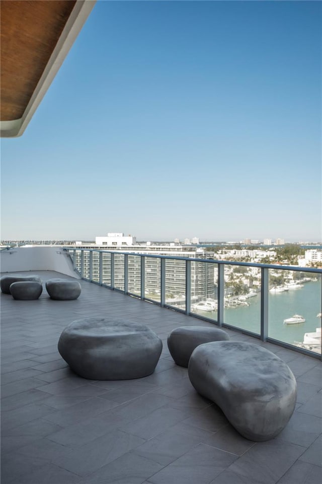 balcony with a water view