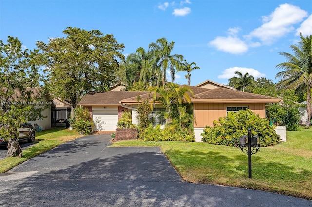 single story home with a front yard