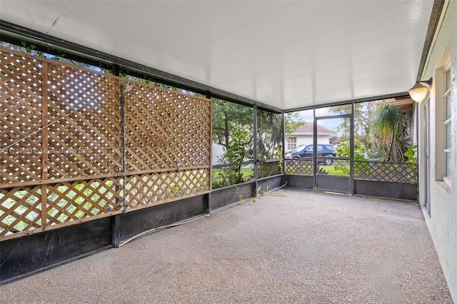 view of unfurnished sunroom