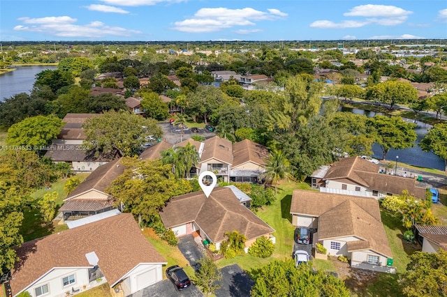 bird's eye view featuring a water view