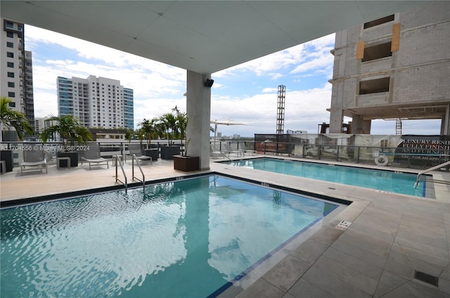 view of pool featuring a patio area