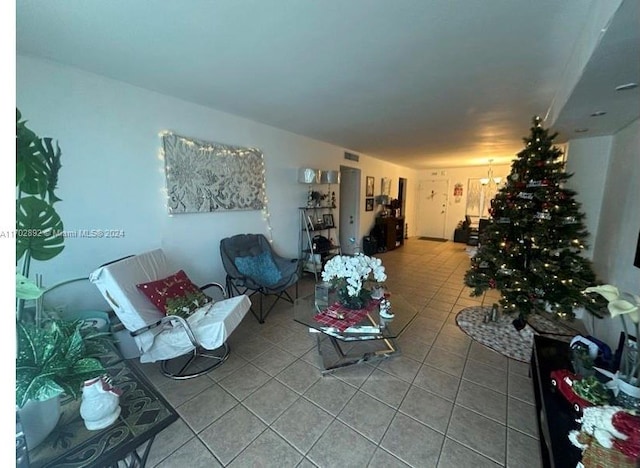 view of tiled living room