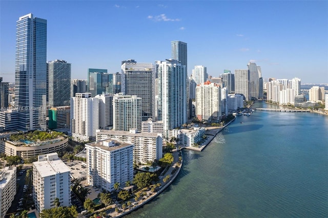 property's view of city with a water view