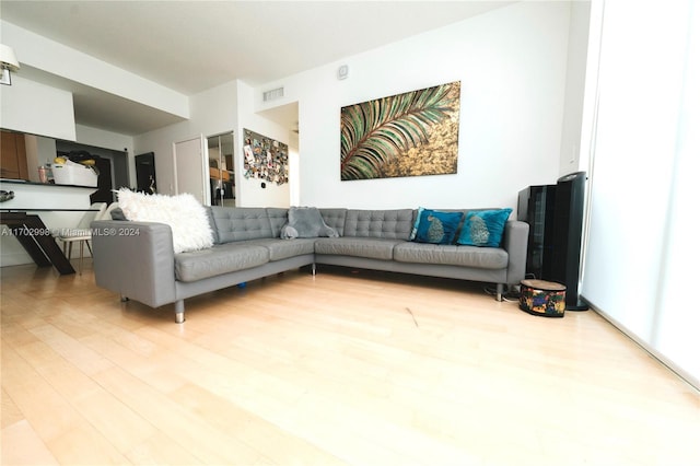 living room with hardwood / wood-style flooring