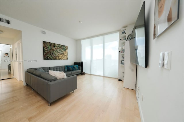 living room featuring light wood-type flooring