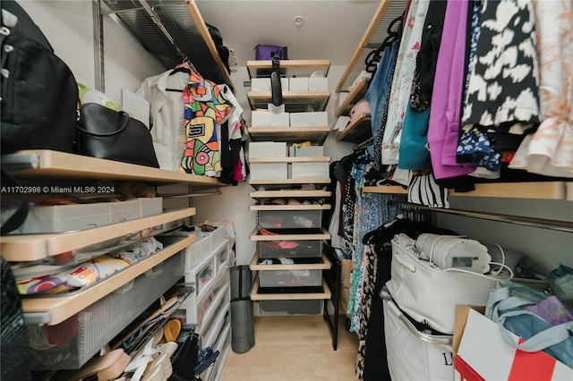 spacious closet with light wood-type flooring