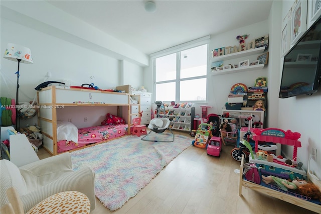 bedroom with wood-type flooring