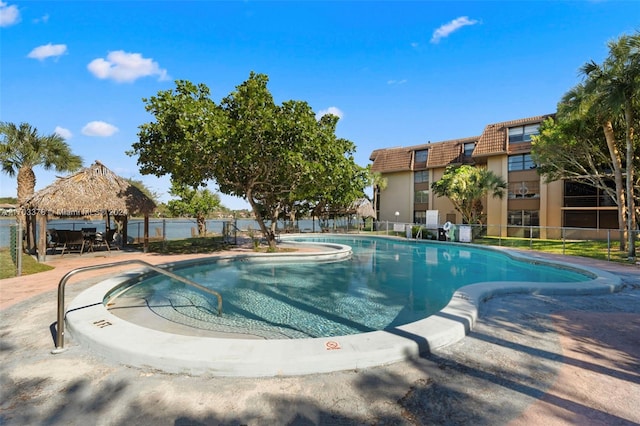 view of pool with a gazebo and a patio