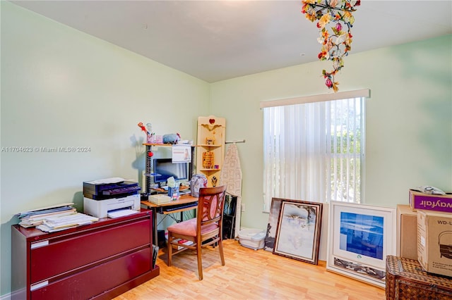 office area featuring hardwood / wood-style flooring