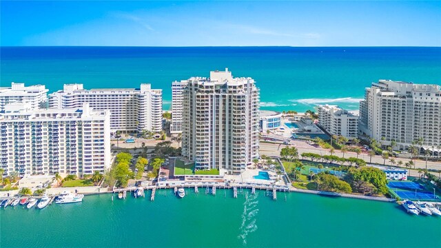 bird's eye view featuring a water view