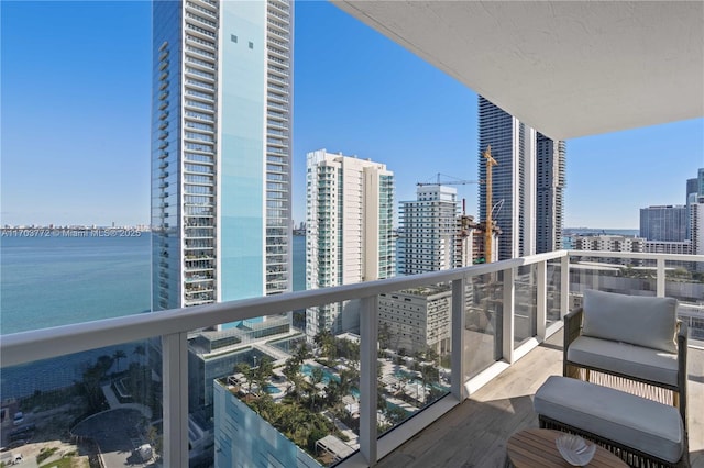 balcony with a water view