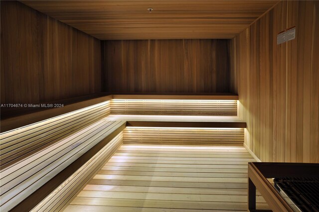 view of sauna / steam room with hardwood / wood-style floors